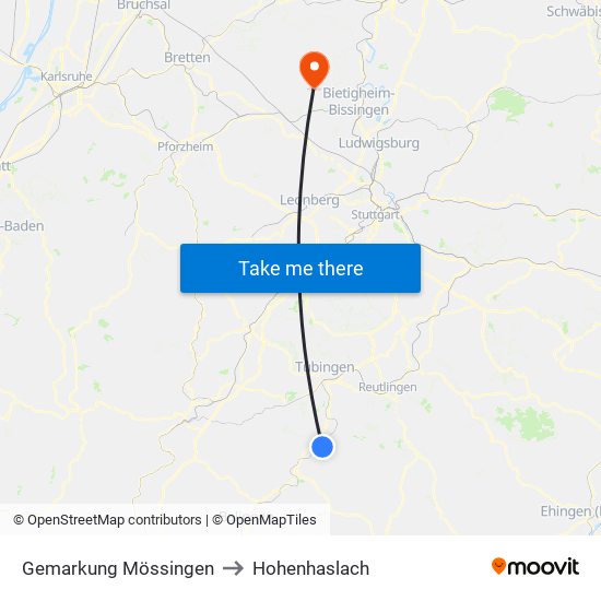 Gemarkung Mössingen to Hohenhaslach map