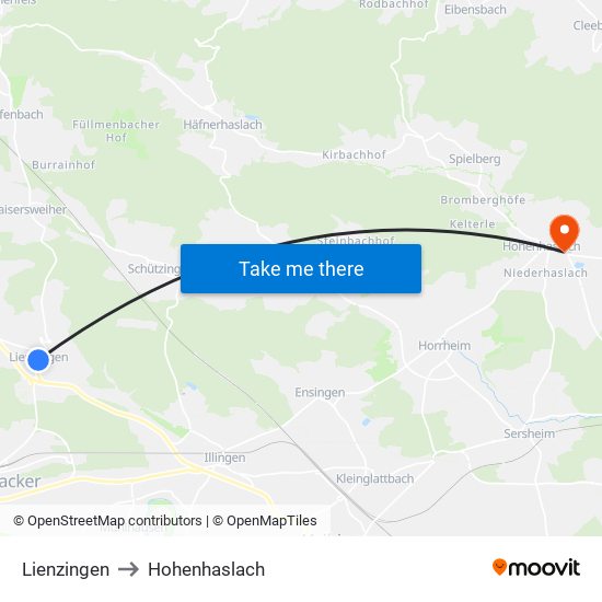 Lienzingen to Hohenhaslach map