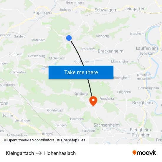 Kleingartach to Hohenhaslach map