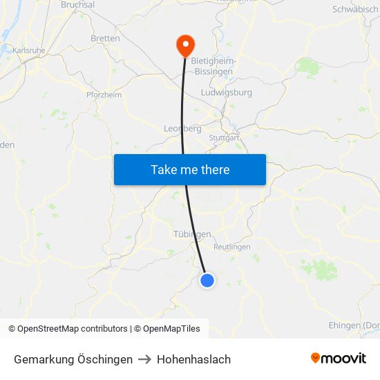 Gemarkung Öschingen to Hohenhaslach map