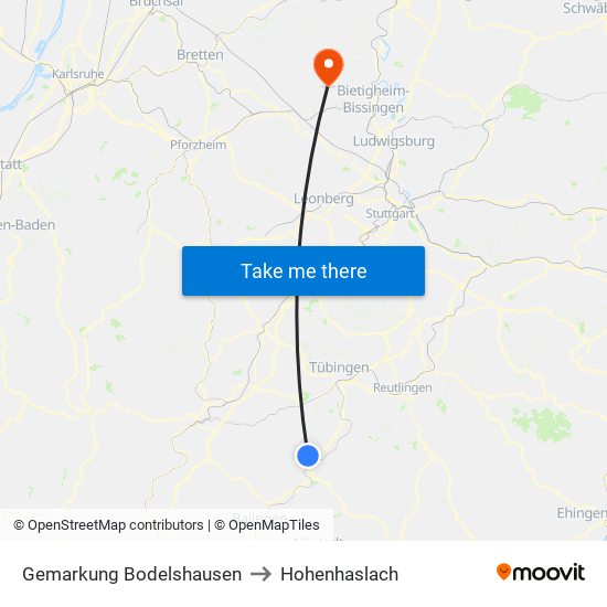Gemarkung Bodelshausen to Hohenhaslach map