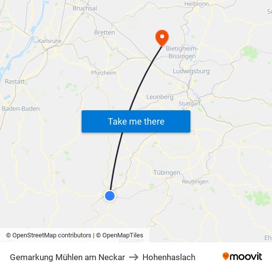 Gemarkung Mühlen am Neckar to Hohenhaslach map