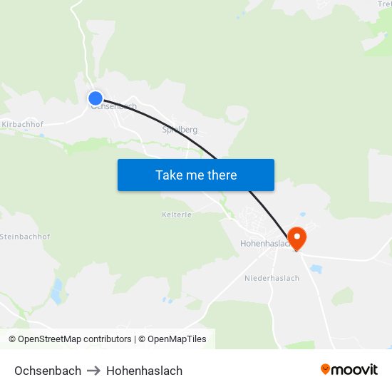 Ochsenbach to Hohenhaslach map