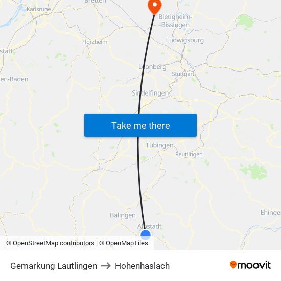 Gemarkung Lautlingen to Hohenhaslach map