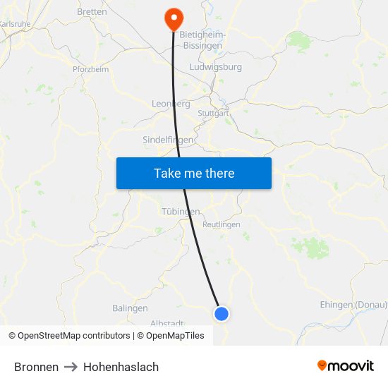 Bronnen to Hohenhaslach map