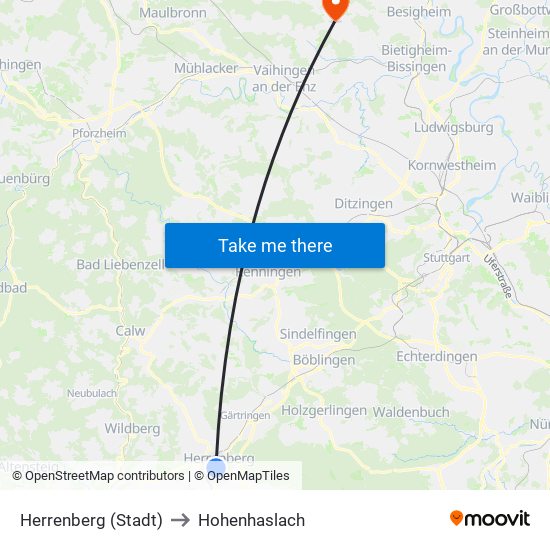 Herrenberg (Stadt) to Hohenhaslach map