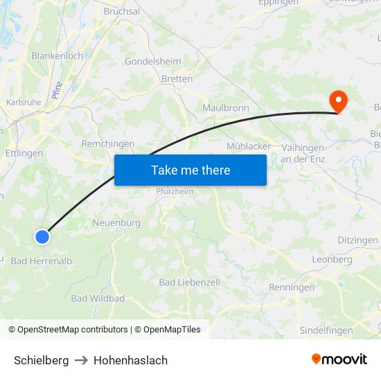 Schielberg to Hohenhaslach map