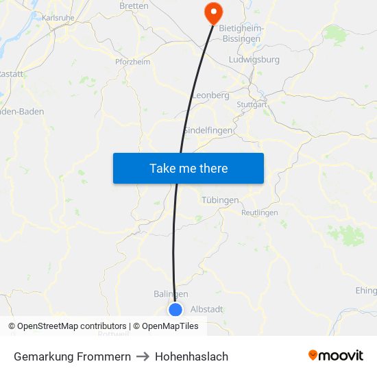 Gemarkung Frommern to Hohenhaslach map