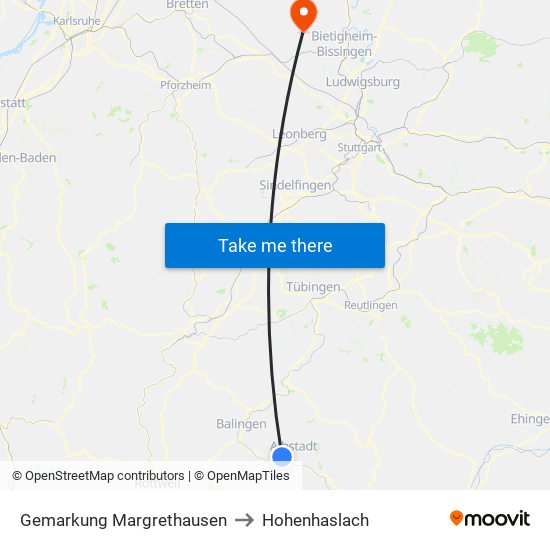 Gemarkung Margrethausen to Hohenhaslach map