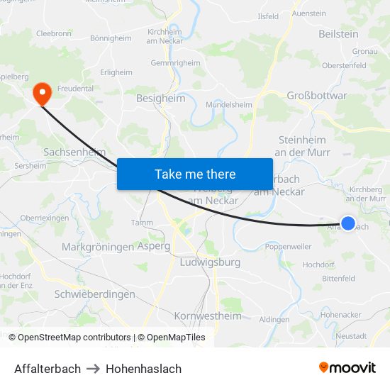 Affalterbach to Hohenhaslach map