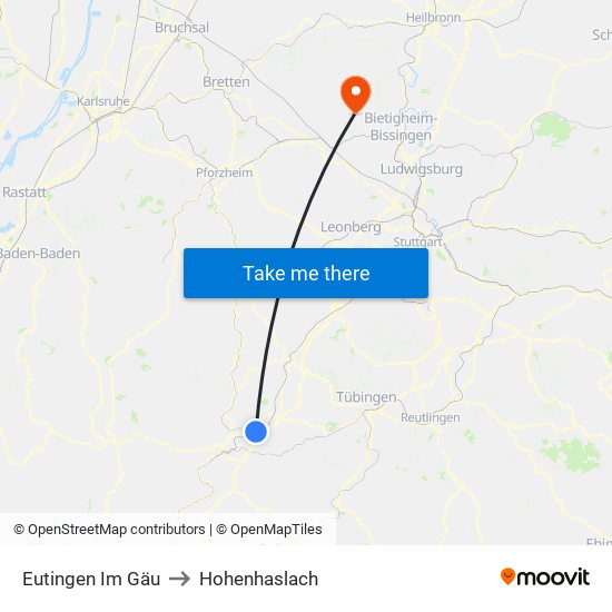 Eutingen Im Gäu to Hohenhaslach map