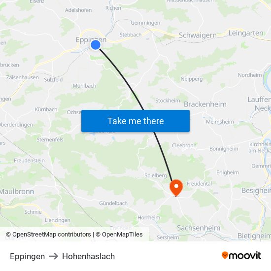 Eppingen to Hohenhaslach map
