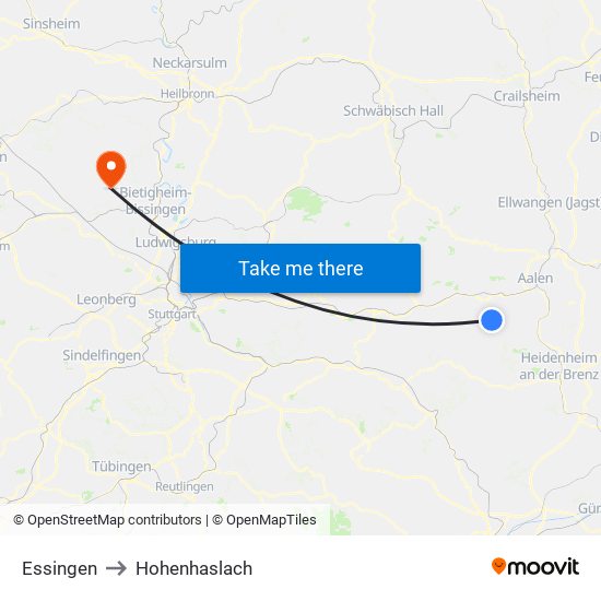 Essingen to Hohenhaslach map