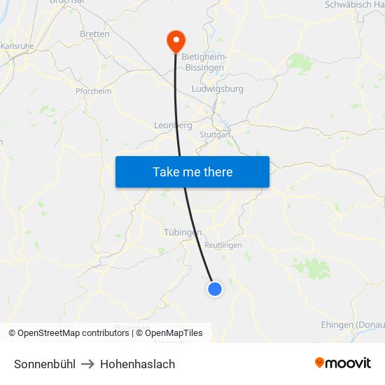 Sonnenbühl to Hohenhaslach map