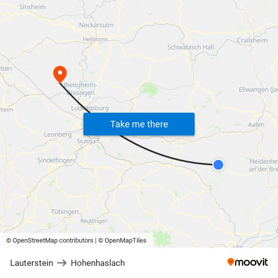 Lauterstein to Hohenhaslach map