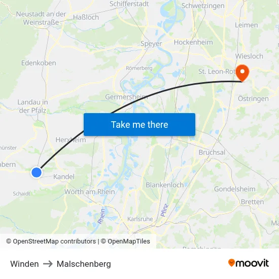 Winden to Malschenberg map