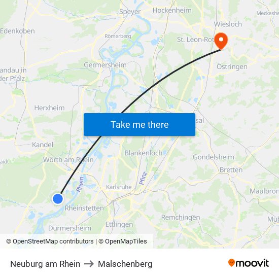Neuburg am Rhein to Malschenberg map