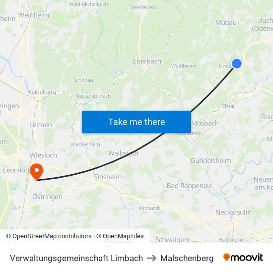 Verwaltungsgemeinschaft Limbach to Malschenberg map