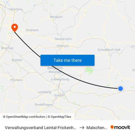 Verwaltungsverband Leintal-Frickenhofer Höhe to Malschenberg map