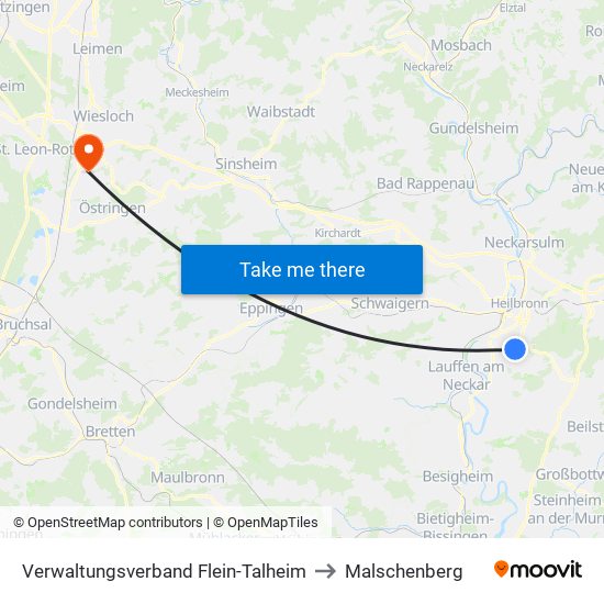 Verwaltungsverband Flein-Talheim to Malschenberg map