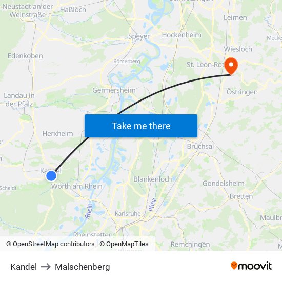 Kandel to Malschenberg map