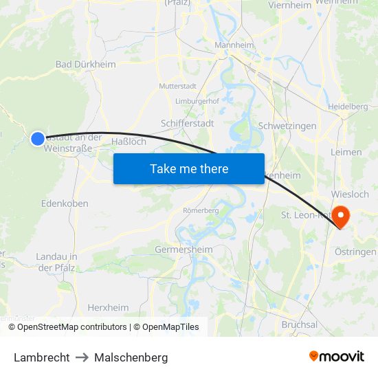 Lambrecht to Malschenberg map