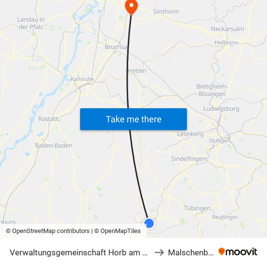 Verwaltungsgemeinschaft Horb am Neckar to Malschenberg map