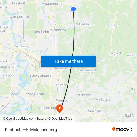Rimbach to Malschenberg map