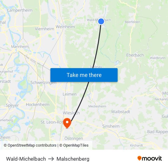 Wald-Michelbach to Malschenberg map