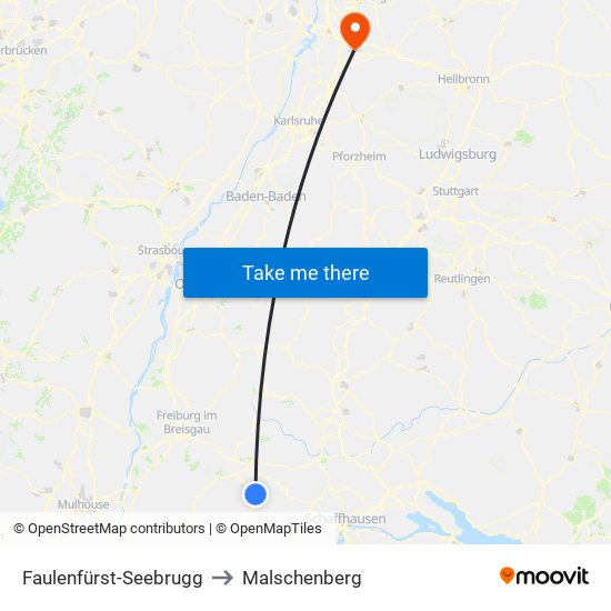 Faulenfürst-Seebrugg to Malschenberg map