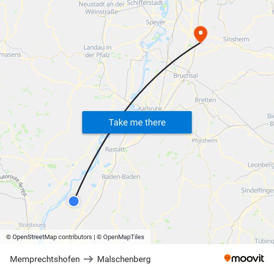 Memprechtshofen to Malschenberg map