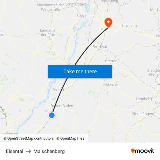 Eisental to Malschenberg map