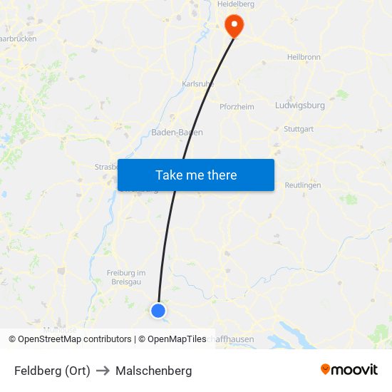 Feldberg (Ort) to Malschenberg map