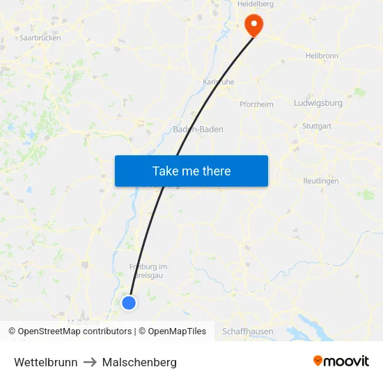 Wettelbrunn to Malschenberg map