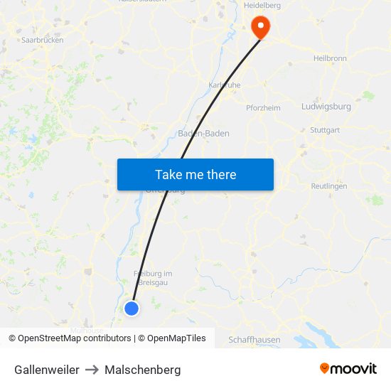Gallenweiler to Malschenberg map