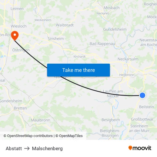 Abstatt to Malschenberg map