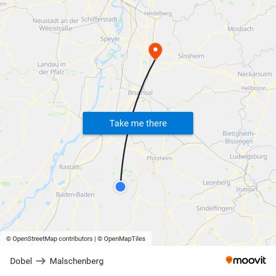 Dobel to Malschenberg map