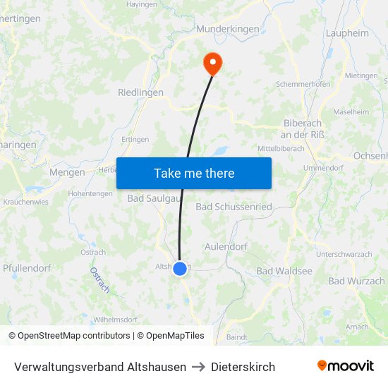 Verwaltungsverband Altshausen to Dieterskirch map