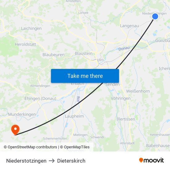 Niederstotzingen to Dieterskirch map