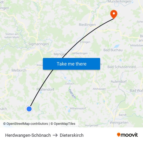 Herdwangen-Schönach to Dieterskirch map