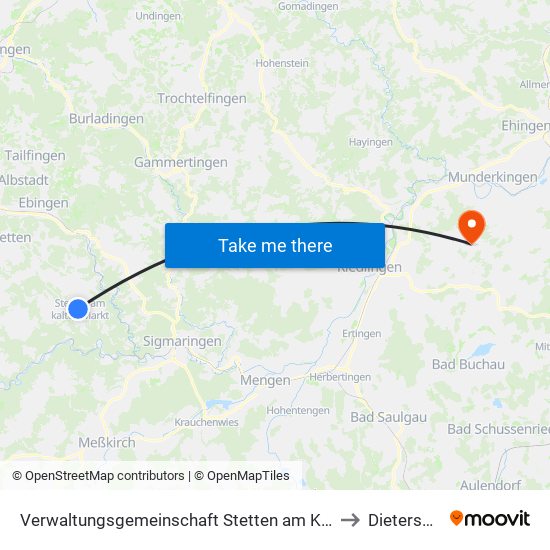 Verwaltungsgemeinschaft Stetten am Kalten Markt to Dieterskirch map