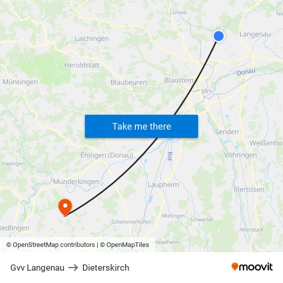 Gvv Langenau to Dieterskirch map