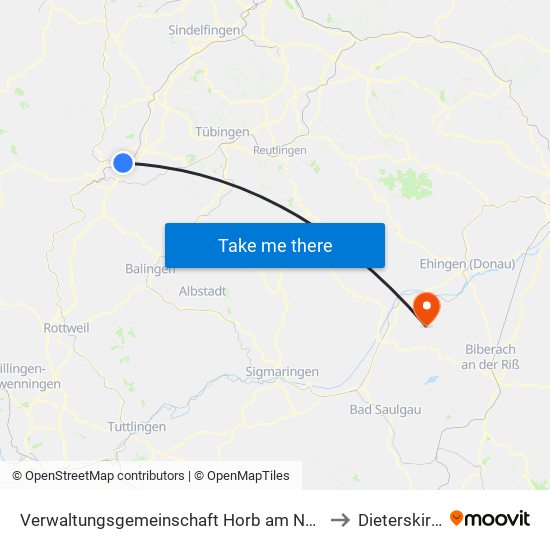Verwaltungsgemeinschaft Horb am Neckar to Dieterskirch map