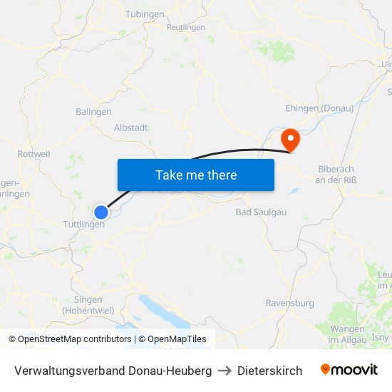 Verwaltungsverband Donau-Heuberg to Dieterskirch map