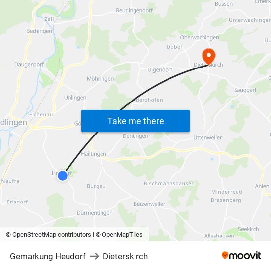 Gemarkung Heudorf to Dieterskirch map