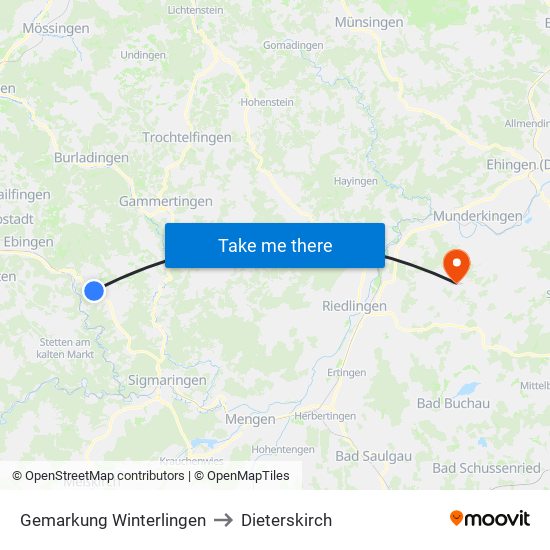 Gemarkung Winterlingen to Dieterskirch map