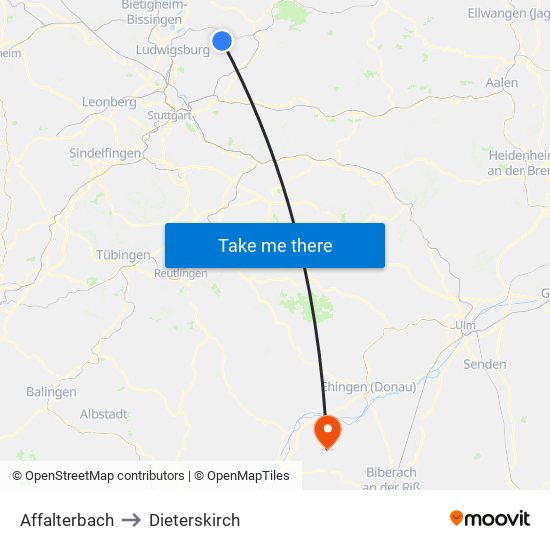 Affalterbach to Dieterskirch map