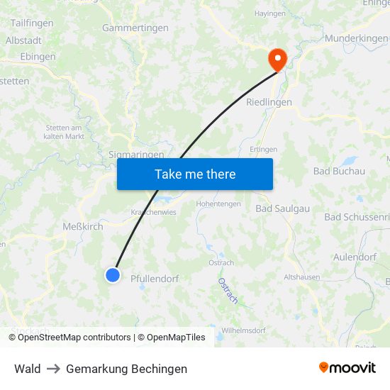 Wald to Gemarkung Bechingen map