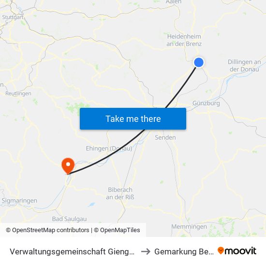 Verwaltungsgemeinschaft Giengen An Der Brenz to Gemarkung Bechingen map