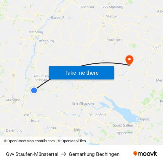 Gvv Staufen-Münstertal to Gemarkung Bechingen map